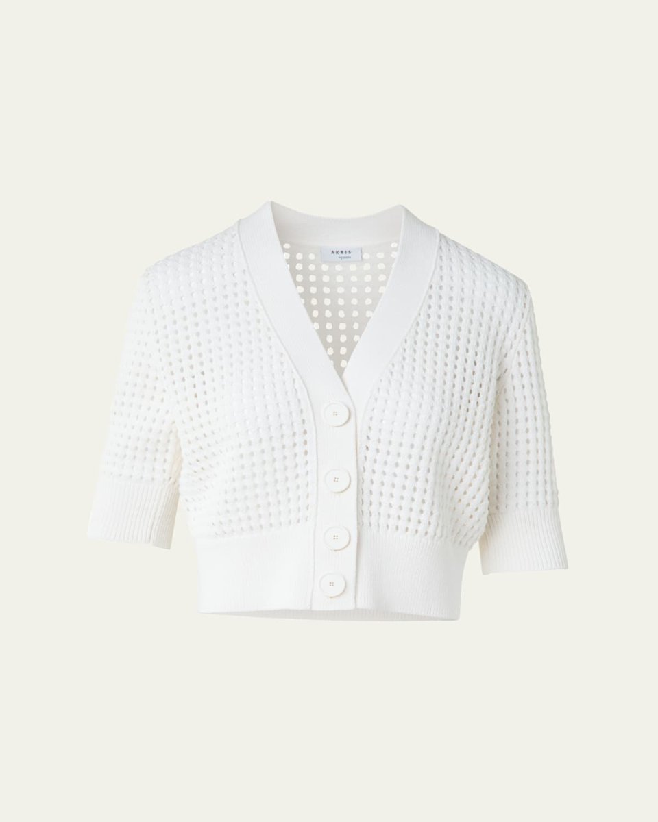 Chunky Cotton Mesh Knit Cardigan